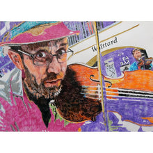 Load image into Gallery viewer, Oopsie Mamushka musician busking in Covent Garden mixed media drawing on paper original artwork by Stella Tooth
