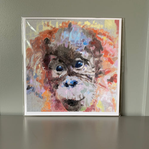 Fine art print reproduction of Baby Orangutan oil painting by Stella Tooth animal art.