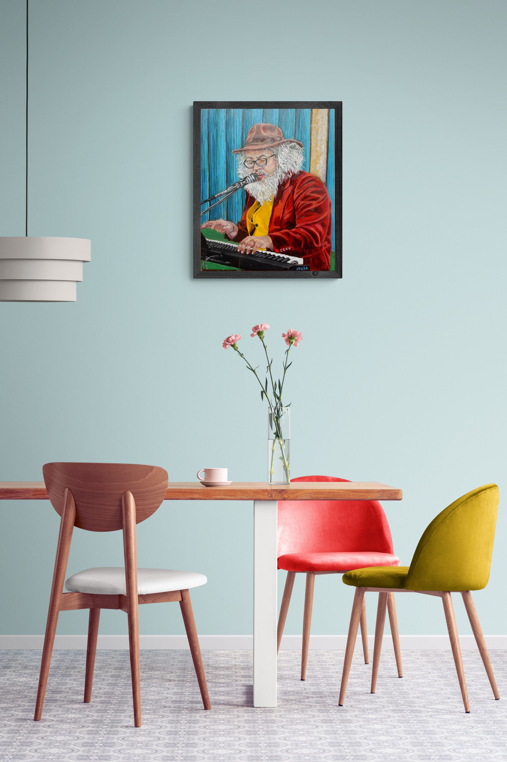 Lockdown musician Paul Kissaun oil on canvas by artist Stella Tooth