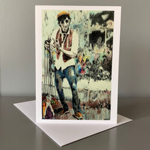 Load image into Gallery viewer, Fine Art Greetings Card of The Puppeteer Brighton by Stella Tooth busker artist
