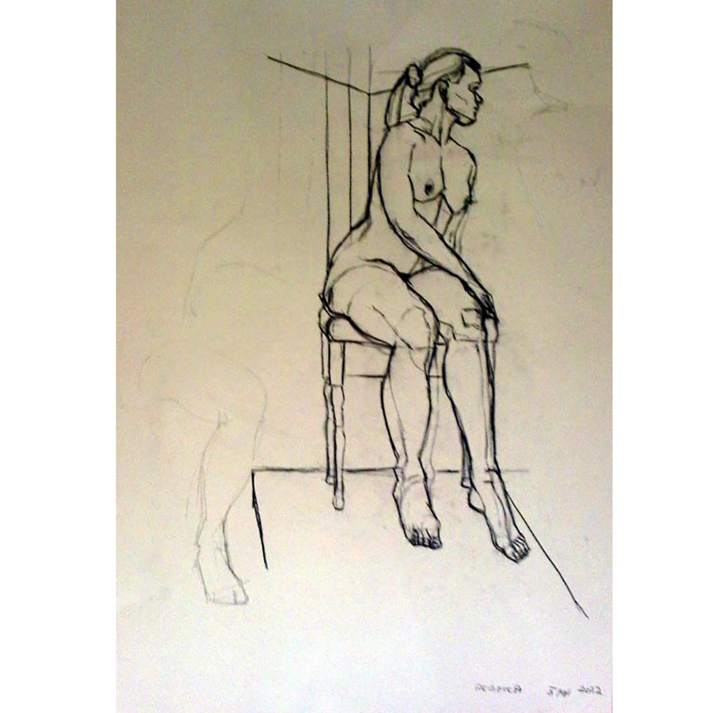 REBECCA LIFE DRAWING  conte on paper by Stella Tooth