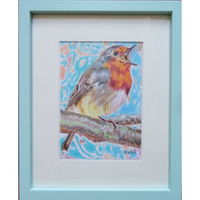 Load image into Gallery viewer, Robin pencil drawing on paper framed artwork by Stella Tooth
