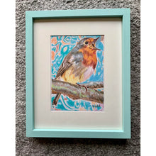 Load image into Gallery viewer, Robin redbreast pencil on paper against grey by Stella Tooth

