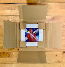 Load image into Gallery viewer, Rod Stewart digital painting by Stella Tooth inspired by photo by Solomon N&#39;Jie packaged
