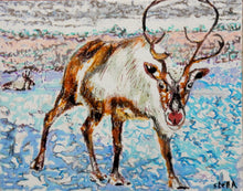 Load image into Gallery viewer, Original painting of Rudolph by Stella Tooth animal art
