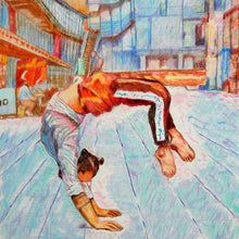 Load image into Gallery viewer, Manuele d’Aquino street performer South Bank London acrobat portrait drawing original artwork by Stella Tooth artist detail
