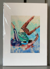 Load image into Gallery viewer, Fine art print reproduction of Southbank acrobats: duet original mixed media artwork by Stella Tooth British figurative artist performer art
