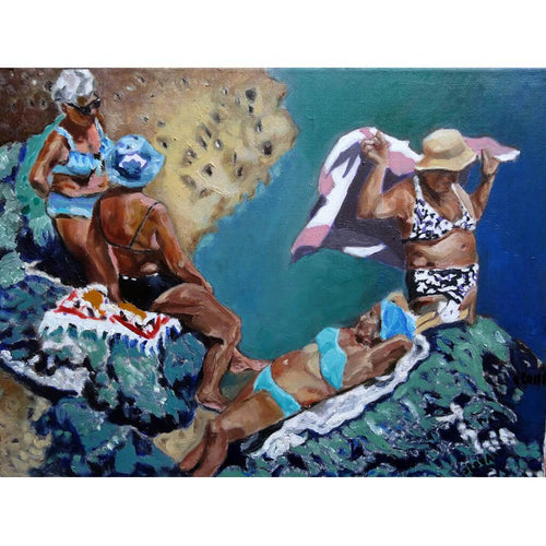 Ischia friends oil on canvas by Stella Tooth bather artist