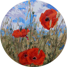 Load image into Gallery viewer, Poppies Original Oil Painting on Round Canvas by Stella Tooth
