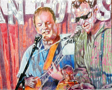 Load image into Gallery viewer, The Phantoms at the Half Moon Putney pencil drawing of musicians by performer artist Stella Tooth display
