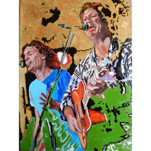 Load image into Gallery viewer, The Fabulous Electric Zimmermen band performing at the Half Moon Putney oil on canvas painting by artist Stella Tooth

