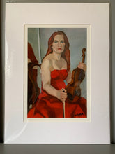 Load image into Gallery viewer, Fine art print reproduction of an original oil painting of The Violinist by Stella Tooth music art
