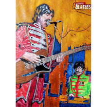 Load image into Gallery viewer, Ultimate Beatles at the Half Moon Putney Mixed media on paper of musician by London based performer artist Stella Tooth
