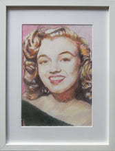 Load image into Gallery viewer, Portrait of Marilyn Monroe in her youth pencil on paper in frame by London based portrait artist Stella Tooth display
