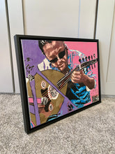 Load image into Gallery viewer, Zana Asia busker musician performing on the streets of Knightsbridge in London acrylic on canvas artwork by Stella Tooth side veiw
